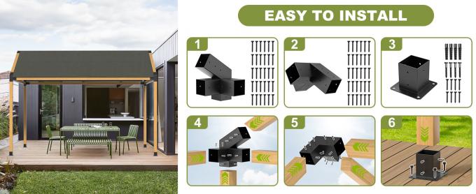 DIY Pergola Kit – 3-weg T-beugels voor 4x4 hout, ideaal voor tuinpergola's & priëlen 4