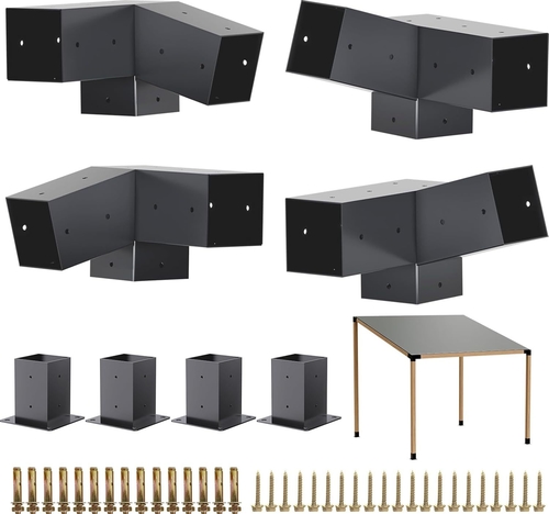 Latest company news about 15 ° schuine dakbeugels 75 ° pergola hoekbeugel met postbasis gazebo -kit voor 4x4 '' houten stralen hout patio schuren