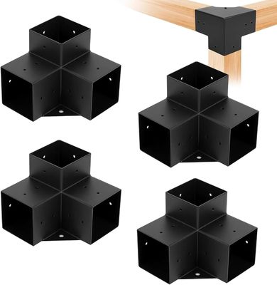 Buiten Modern Pergola Bracket Set Hout Post Base Kit Met Stalen Brackets Modulaire Grootte Pergola Bracket Kits