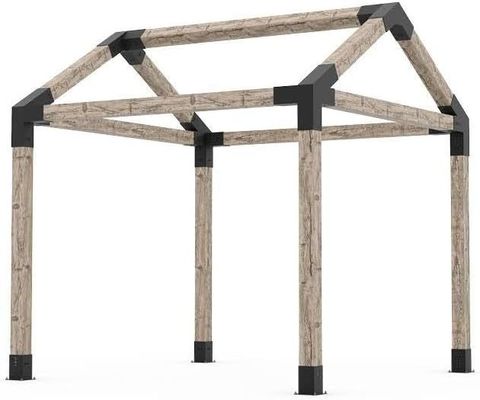 15° 3-Way Pergola Corner Bracket Kit with Post Base for 4x4 and 6x6 Wood