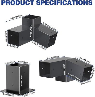 Outdoor Pergola Hardware Kit – 4x4 Inch 3-Weg Schuine Metalen Beugels